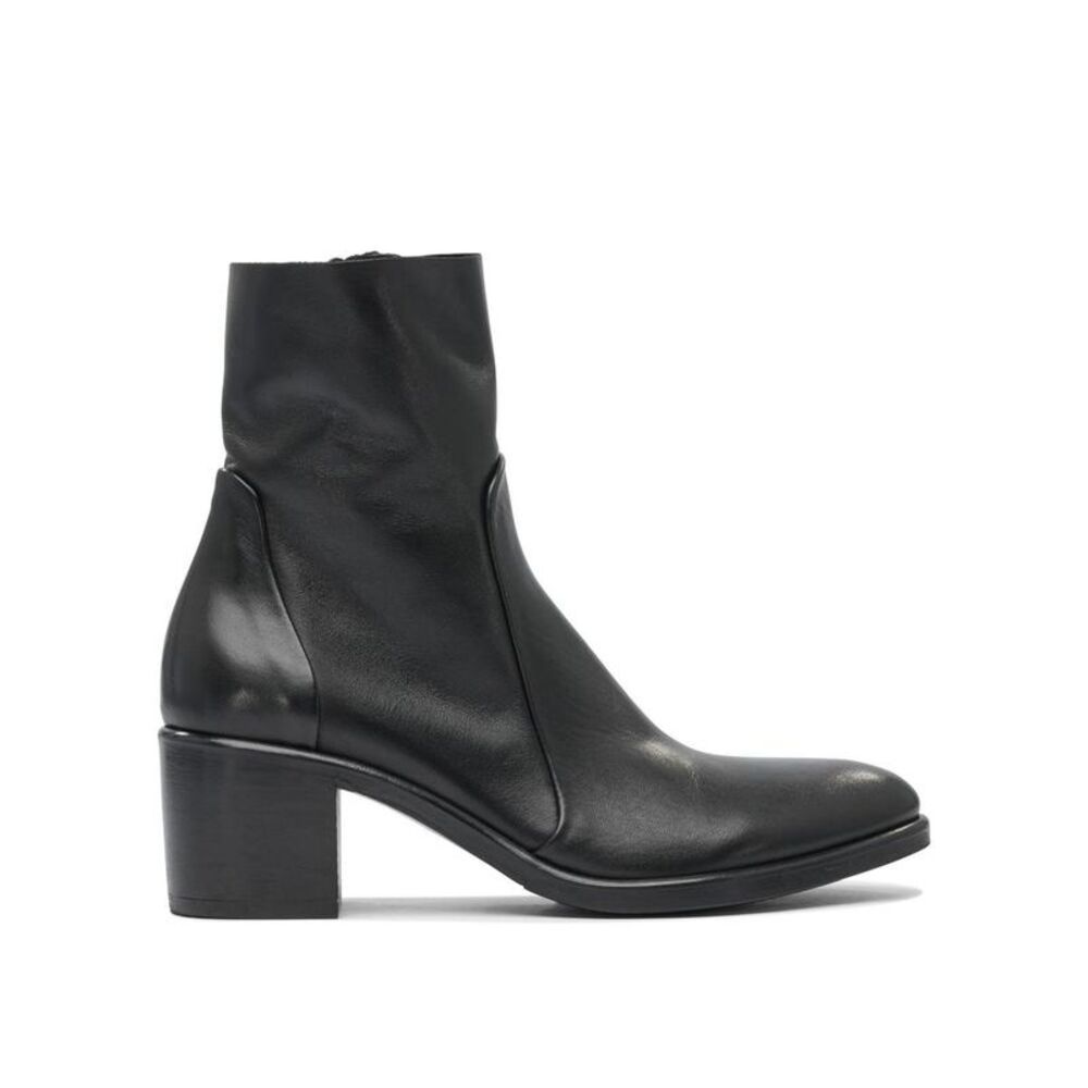 STRATEGIA Women's Leather Ankle Boots with Chunky Sole Women BLACK